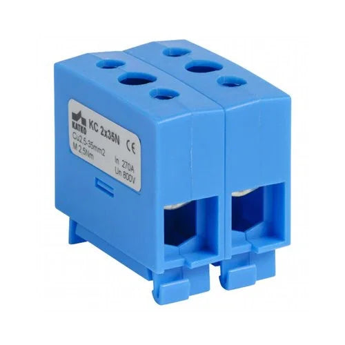 מהדק כפול לפס דין KC 2x16 כחול - אור שי סיטונאות חשמל בע״מ