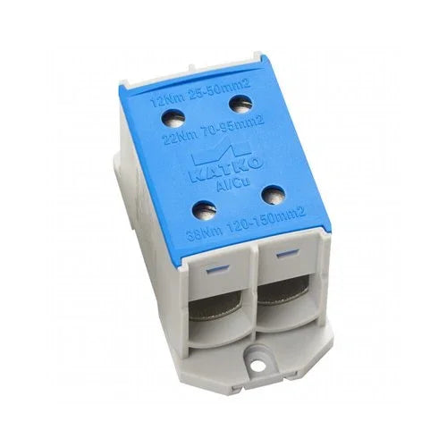 מהדק כפול לפס דין KL 2x150N כחול - אור שי סיטונאות חשמל בע״מ