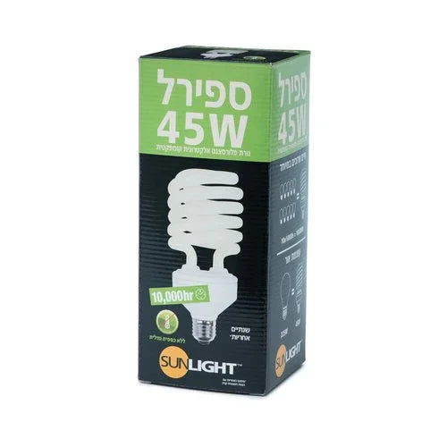 נורת מיני ספירל 45W E27 אור חם - אור שי סיטונאות חשמל בע״מ