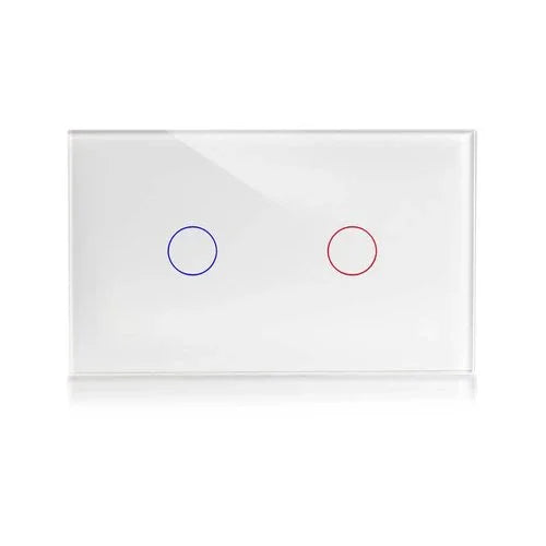 מתג טאץ' חכם לתאורה 2 לחצנים זכוכית לבנה 3 מודול WIFI - אור שי סיטונאות חשמל בע״מ