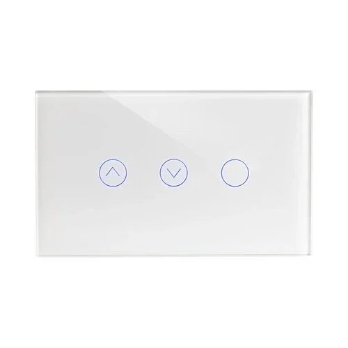 מתג טאץ' חכם משולב תריס + תאורה זכוכית לבנה 3 מודול ZIGBEE - אור שי סיטונאות חשמל בע״מ